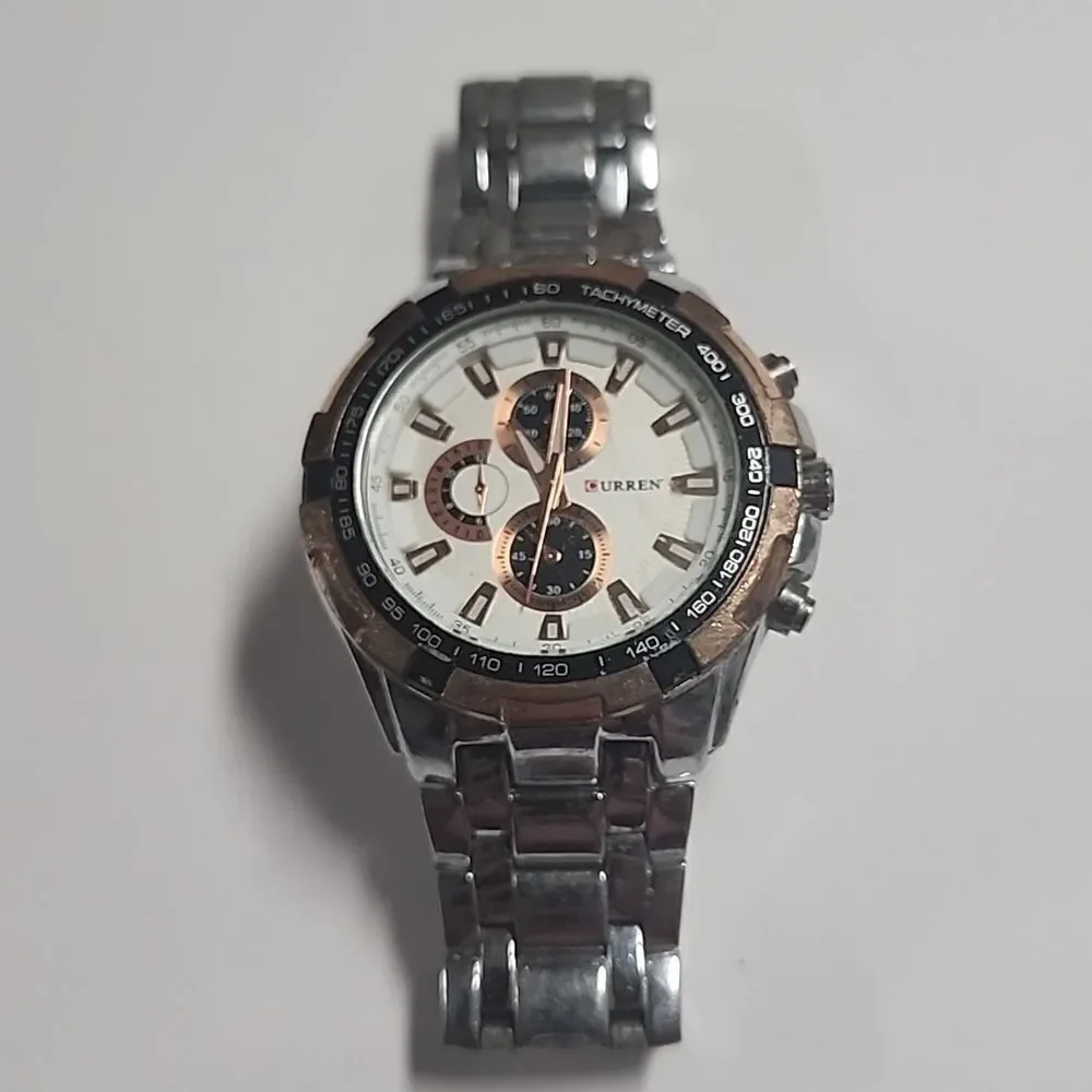 Curren Mens Watch Stainless Steel Band Water Resistant Sport *FOR PARTS ONLY*